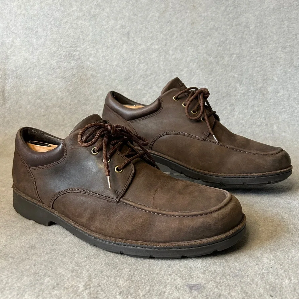 UGG Men's Brown Waterproof Leather Loafers Shoes 14EEE Wide 1009470 EUC Gorpcore